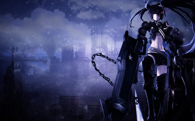 Woman black outfit sword city free wallpaper - medium preview image