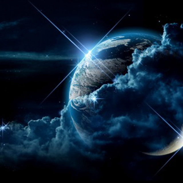 Blue planet stars clouds moon free wallpaper - medium preview image
