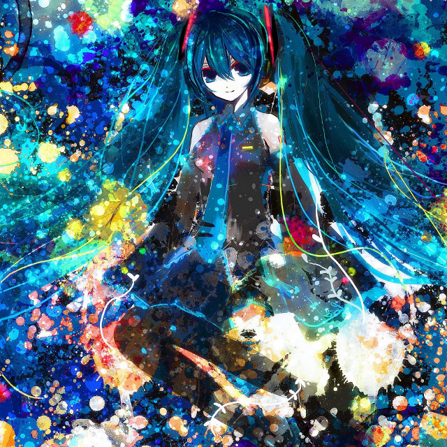 Anime girl bubbles hologram aqua free wallpaper - medium preview image
