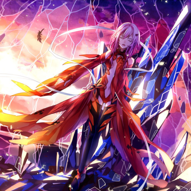 Woman sword rock purple background free wallpaper - medium preview image