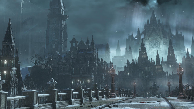 Castle clock tower night fog free wallpaper - medium preview image