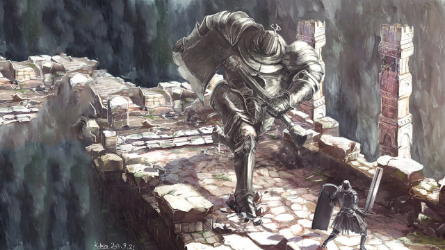 Man armor stone path sword free wallpaper - medium preview image