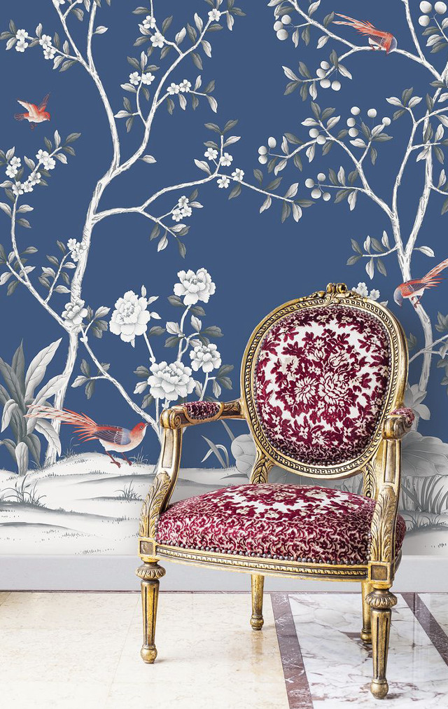 Chair tree mural birds rococo free wallpaper - medium preview image