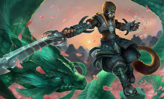 Man riding green dragon sword free wallpaper - medium preview image
