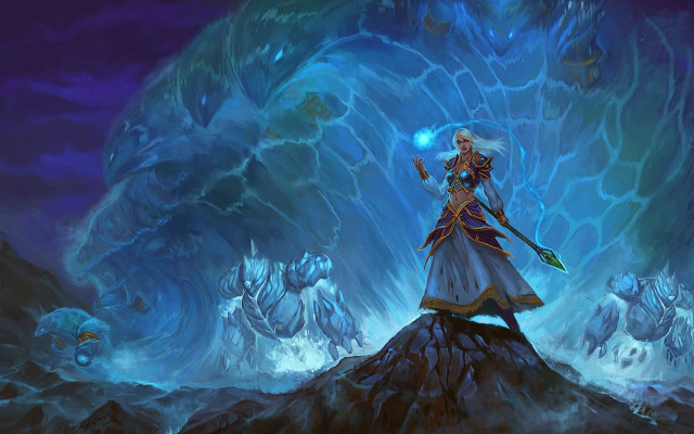 Woman white dress mountain sword free wallpaper - medium preview image