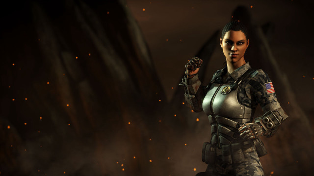 Futuristic woman gun dark background free wallpaper for desktop - medium preview image