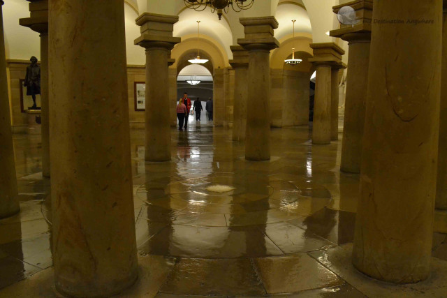 Group people hallway columns clock free wallpaper - medium preview image