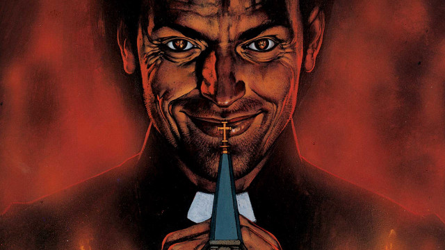 Man holding knife bloody face free wallpaper - medium preview image