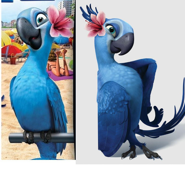 Blue bird flower beak photorealism free wallpaper - medium preview image