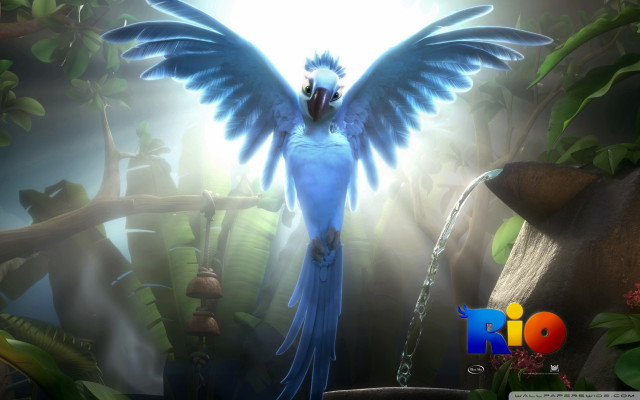 Blue bird wings waterfall sunlight free wallpaper - medium preview image