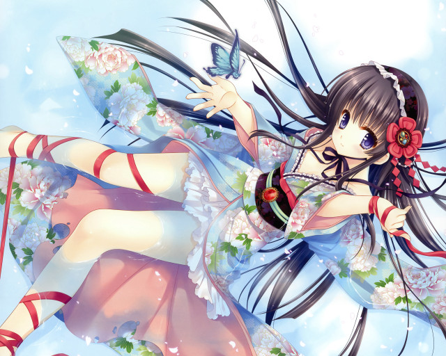 Woman dress butterfly shoulder flower free wallpaper - medium preview image