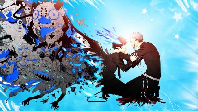 Man blue background monsters woman free wallpaper - medium preview image
