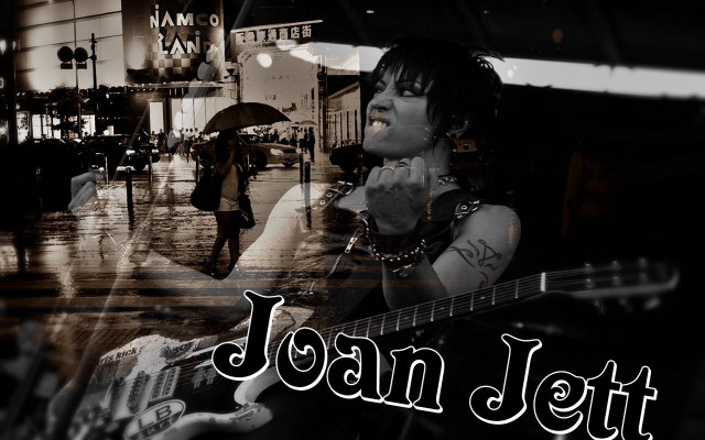Woman holding guitar window sign free wallpaper - medium preview image