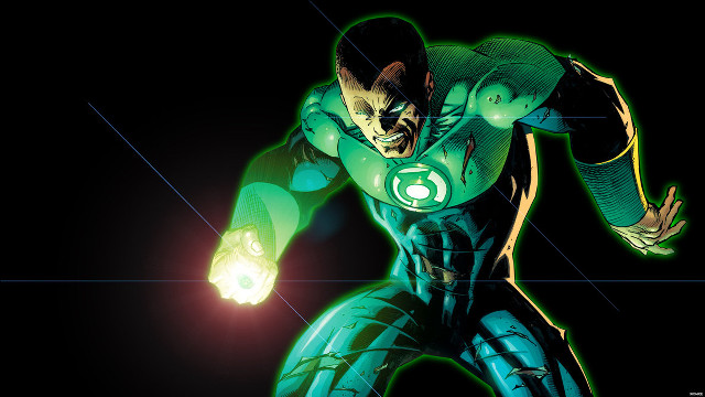 Man green suit glowing light free wallpaper - medium preview image