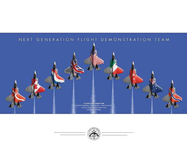 Fighter jets flags sky poster free wallpaper - medium preview image