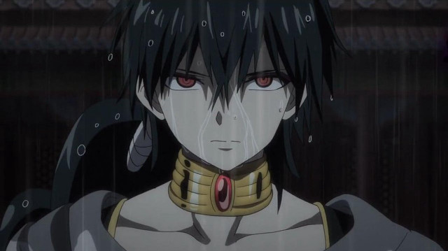 Man black hair collar red free wallpaper - medium preview image