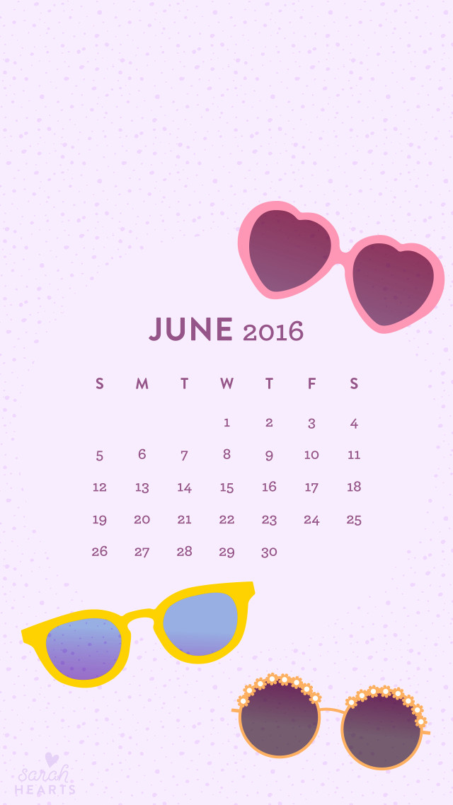 Calendar sunglasses hearts june2016 summer free wallpaper - medium preview image