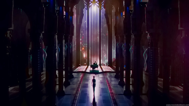 Dark room light hallway columns free wallpaper - medium preview image