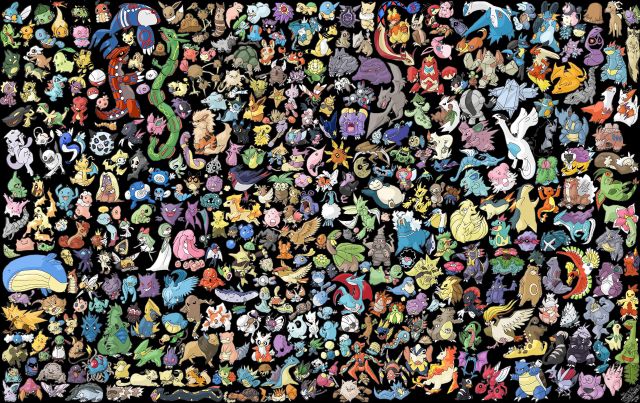 Pokemon group colorful black background free wallpaper - medium preview image
