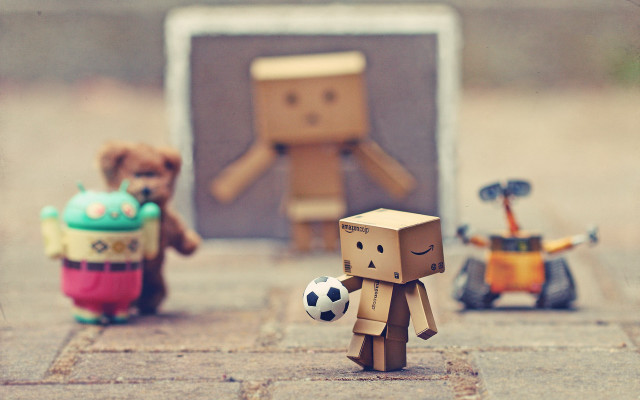 Cardboard figures soccer ball teddy free wallpaper - medium preview image