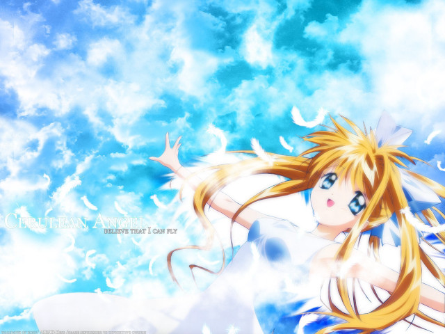 Anime girl flying blue eyes free wallpaper - medium preview image