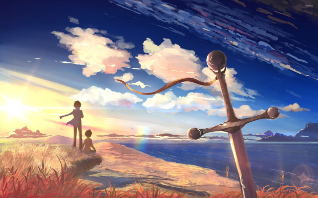 Cliff sword person background foreground free wallpaper for desktop - medium preview image