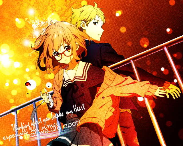 Anime couple balcony yellow red free wallpaper - medium preview image