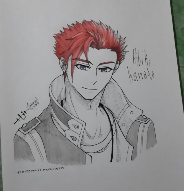 Man red hair jacket drawing free wallpaper - medium preview image