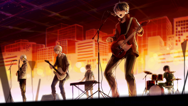 People stage guitars microphones city free wallpaper - medium preview image