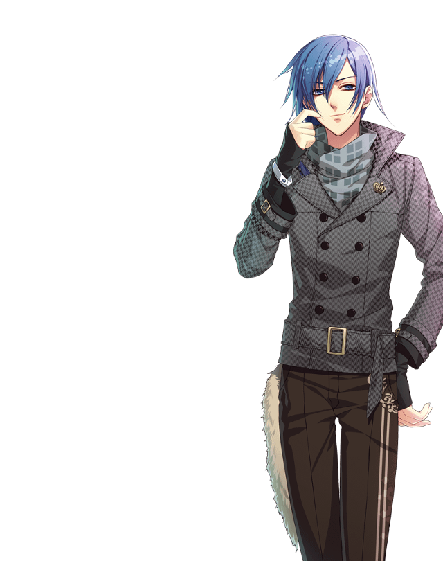 Man trenchcoat cellphone furrytail bluehair free wallpaper - medium preview image
