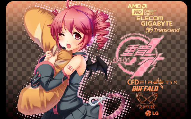 Pink haired girl hugging object free wallpaper - medium preview image
