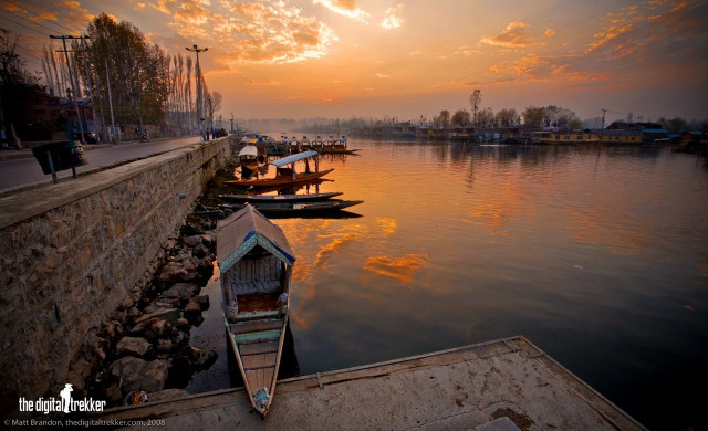 Boats river stone wall sunset free wallpaper - medium preview image