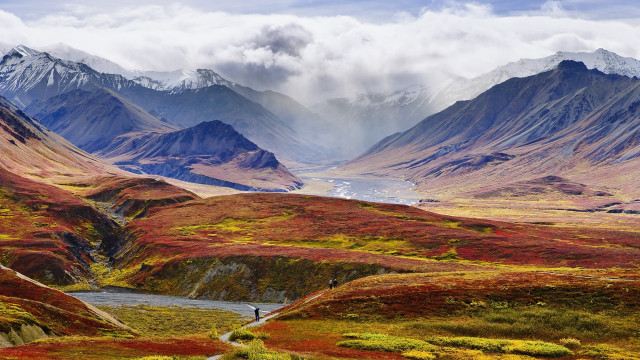 Man mountain valley red green free wallpaper - medium preview image