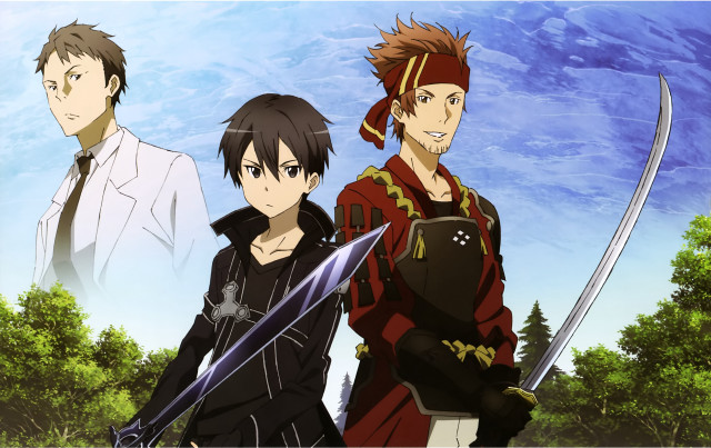 Anime characters blue sky trees free wallpaper - medium preview image