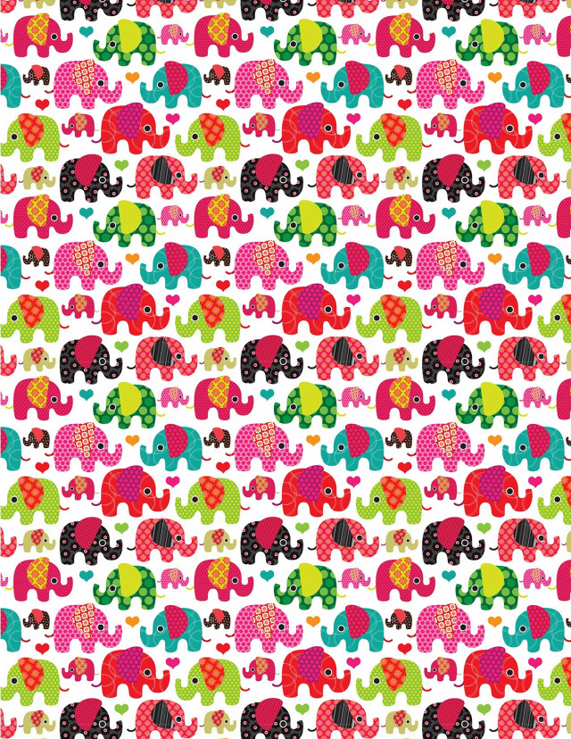 Colorful elephants pattern hearts dots free wallpaper - medium preview image