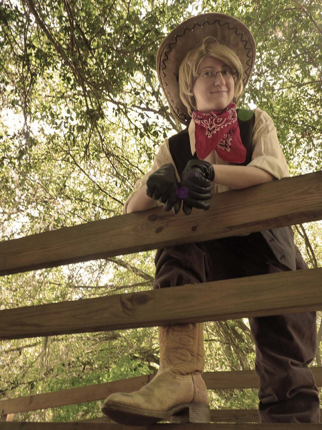 Woman cowboy hat gloves portrait free wallpaper - medium preview image
