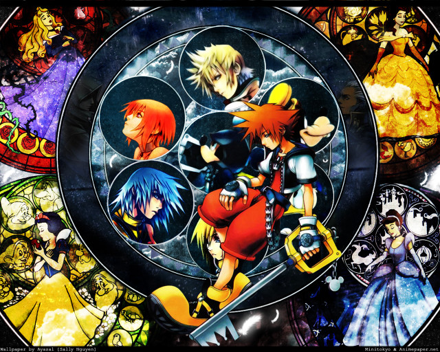 Anime characters circle background black free wallpaper - medium preview image