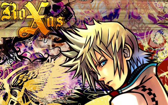 Anime character sword graffiti background free wallpaper - medium preview image