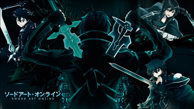 Anime characters holding swords group free wallpaper - medium preview image