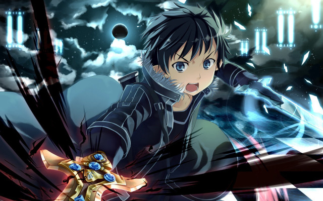 Anime character sword cloudy sky free wallpaper - medium preview image