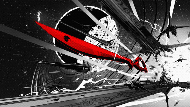 Red object flying black background free wallpaper - medium preview image