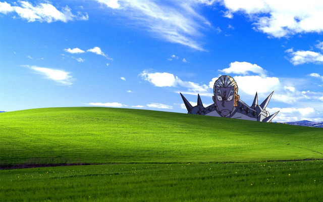 Green field building blue sky free wallpaper - medium preview image