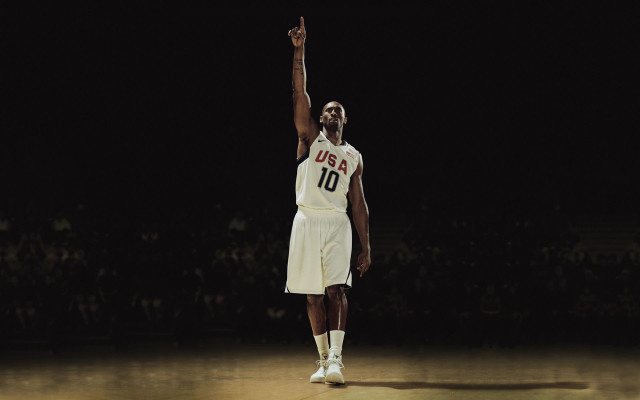 Man white uniform basketball dark #2 free wallpaper - medium preview image