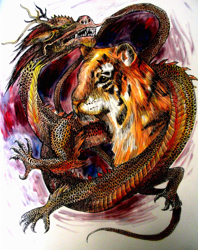 Tiger dragon airbrush bengal kaijuu free wallpaper - medium preview image