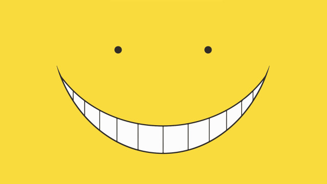 Yellow background smiling face drawn free wallpaper - medium preview image