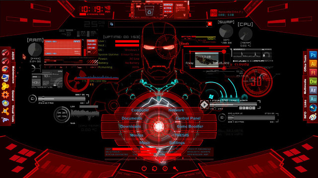 Futuristic interface man red suit free wallpaper - medium preview image