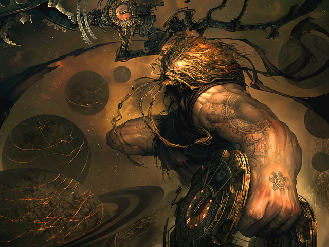 Man sword helmet clock circles free wallpaper - medium preview image