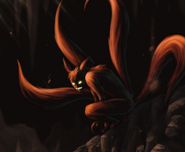 Cartoon cat glowing eyes tail free wallpaper - medium preview image
