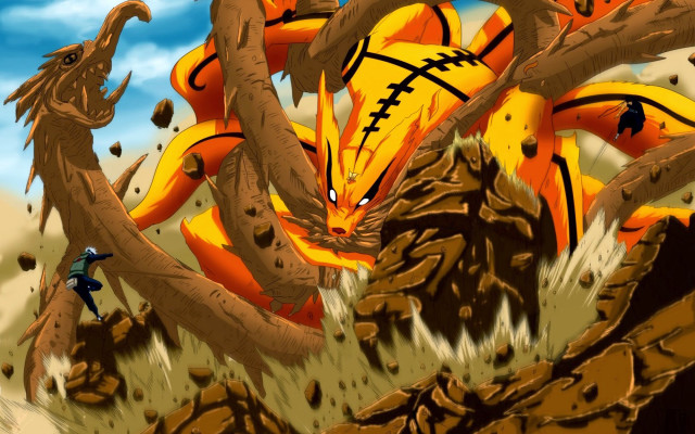 Dragon attacking giant monster desert free wallpaper - medium preview image