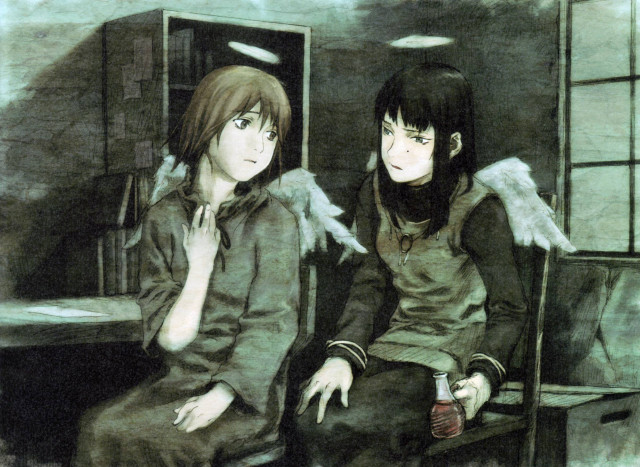 Anime characters bench room window free wallpaper - medium preview image